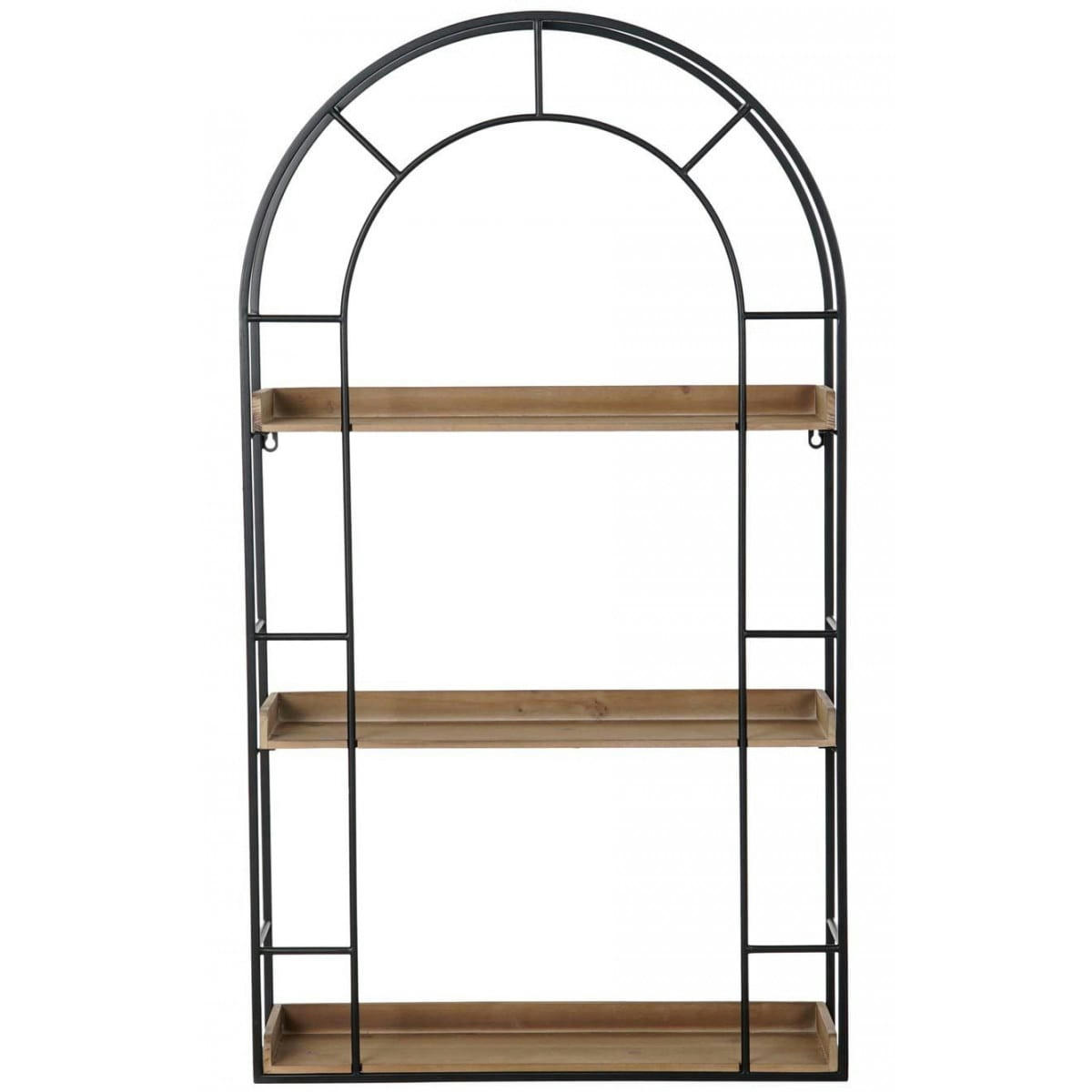 FENÊTRE - Étagère murale en métal noir et bois fenêtre 60x18x107cm