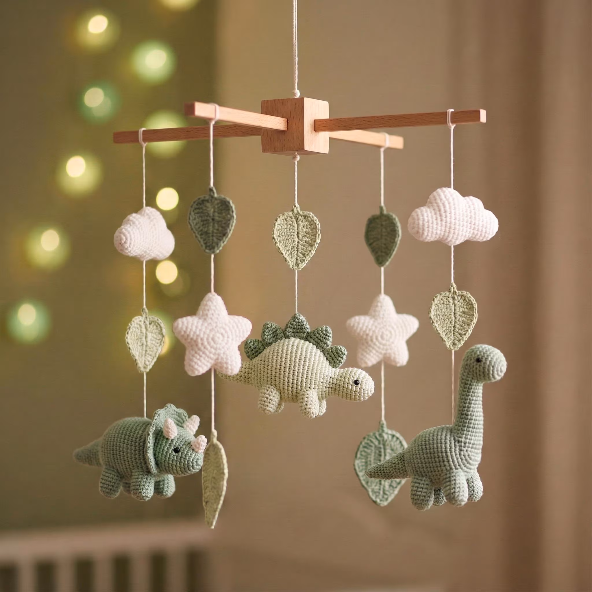 Crochet Dinosaur Baby Mobile, Custom Nursery Decor, Crocheted Dinosaur Baby Mobile, Handmade Dino Nursery Decor, Baby Shower Gift