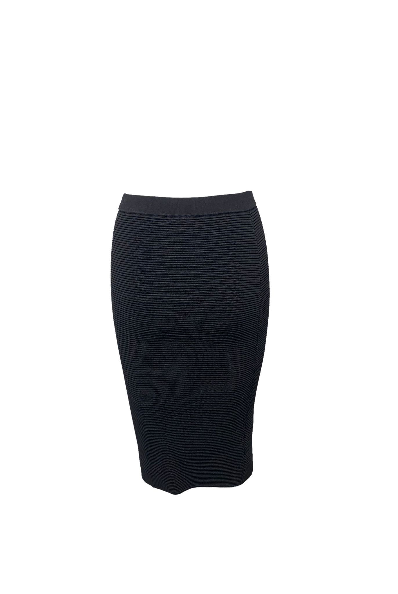 Jonathan Simkhai Preloved Knit Pencil Midi Skirt in Black Rayon