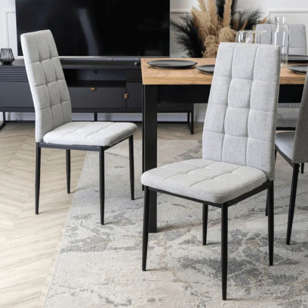 Zestaw 6x Krzesło Tapicerowane do Jadalni TEX Szare Nowoczesne Loft