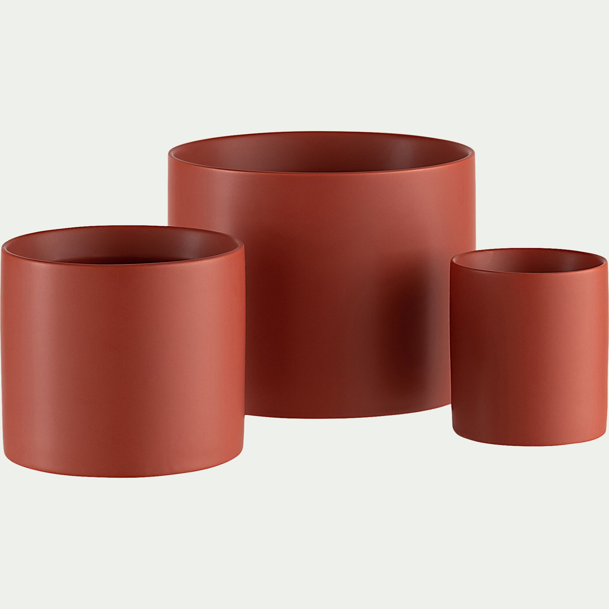 MARTIN - Cache-pot en céramique D7xH7,5cm - rouge ricin