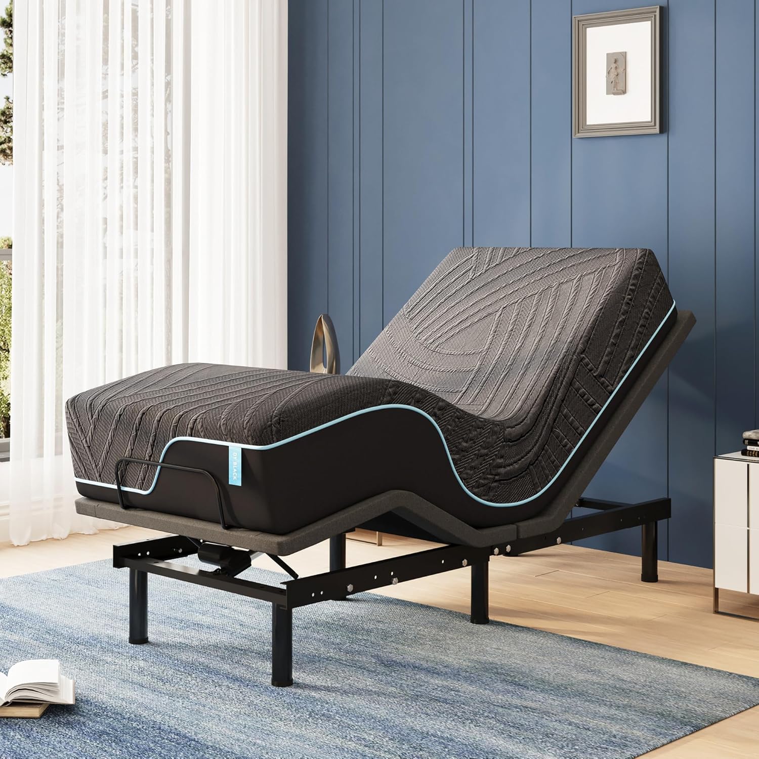 Twin XL Adjustable Bed Base Frame with 14 Inch Cooling Copper Memory Foam Mattress, Wireless Remote & Head and Foot Incline, Zero Gravity, CertiPUR-US Certified & Fiberglass Free, 80 × 38