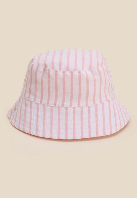 Baby Girls Pink Stripe Reversible Bucket Hat