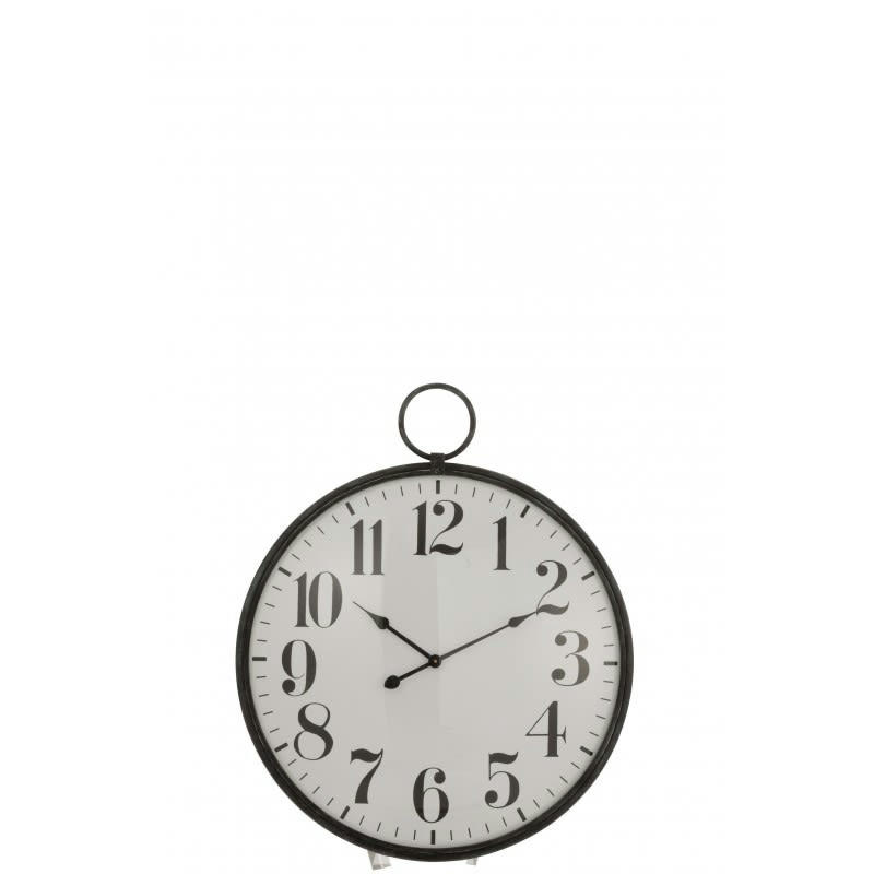 - Horloge boule ronde métal noir verre H69,5cm