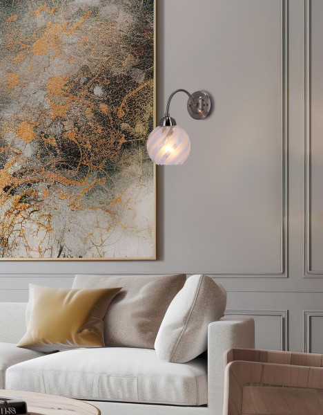 Lampa kinkiet BAIDA satynowy 1x60w e27 klosz matowo transparentny