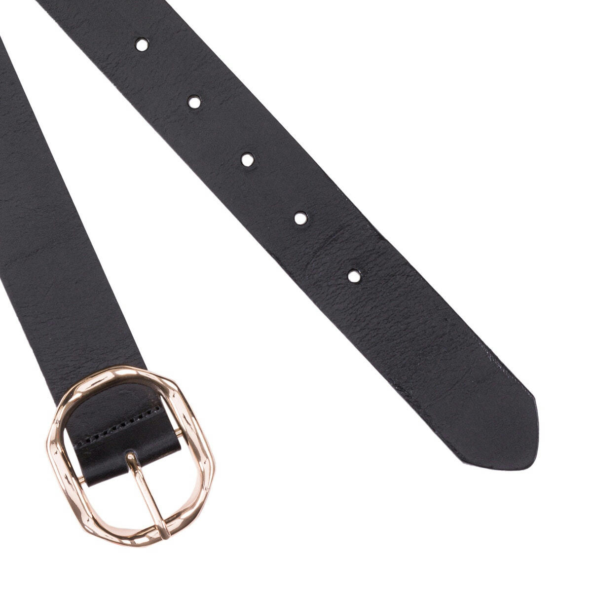 Ceinture en cuir, boucle dorée