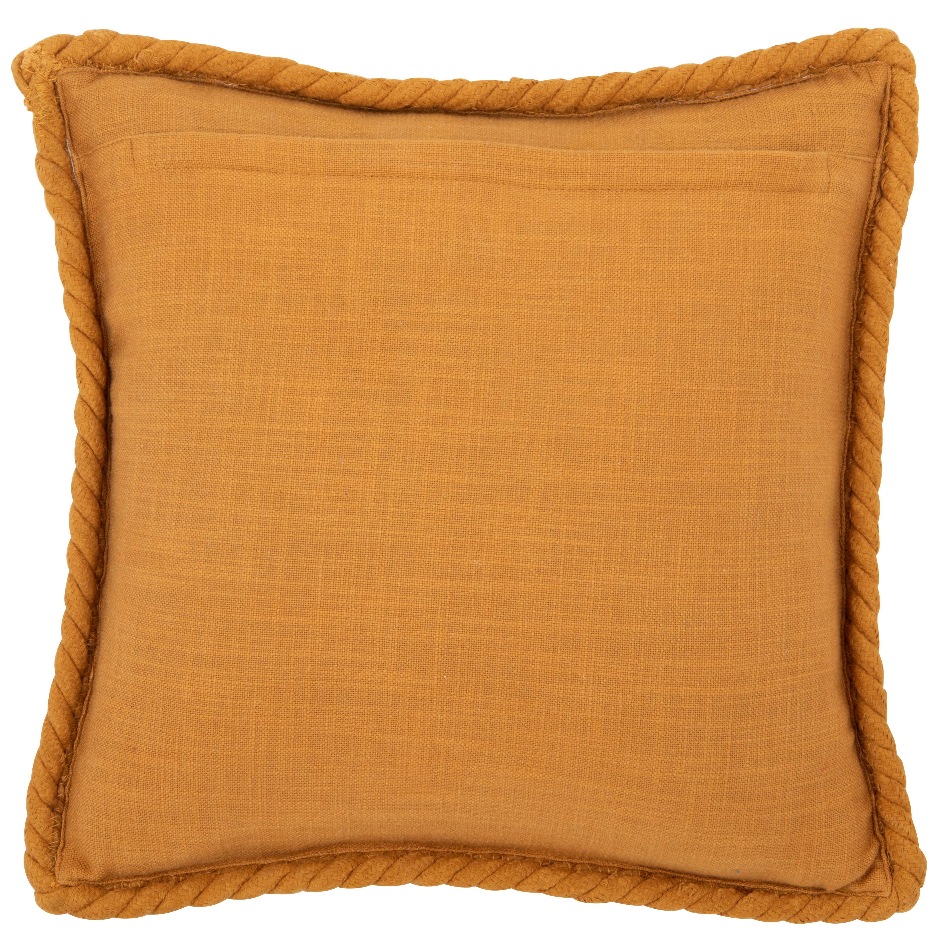 MESA - Housse de coussin en coton et jute ocres avec cordes 40x40