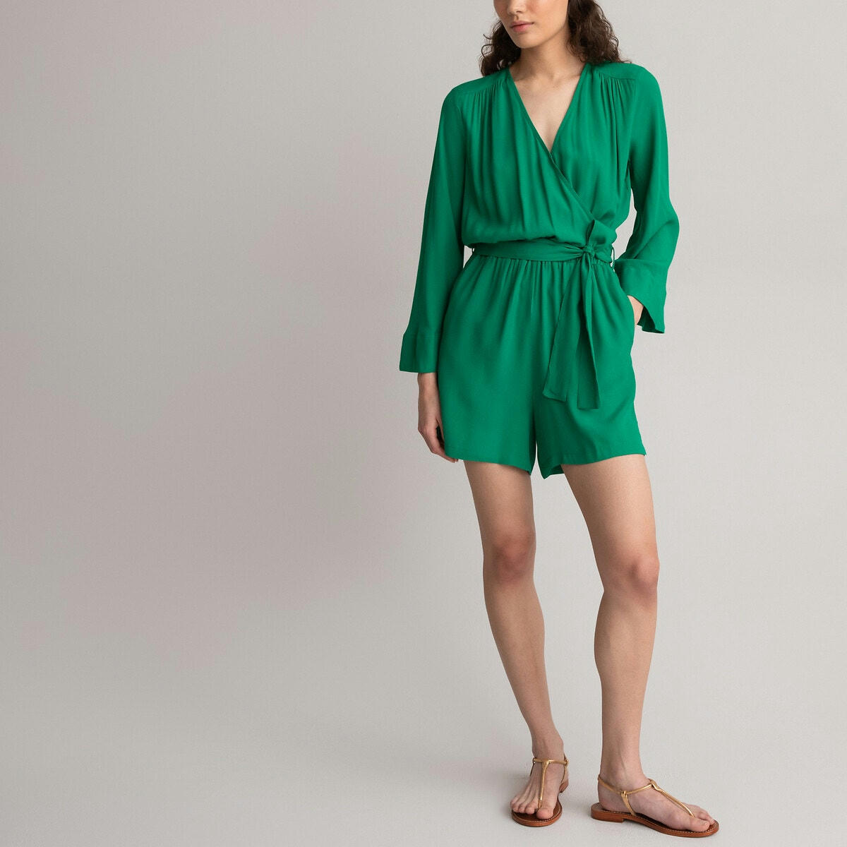 Combishort effet cache-cœur, avec ceinture