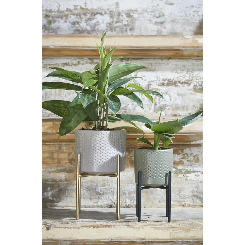 Mica Decorations Plantenstandaard - verhoger - zwart - H12 x B10 cm