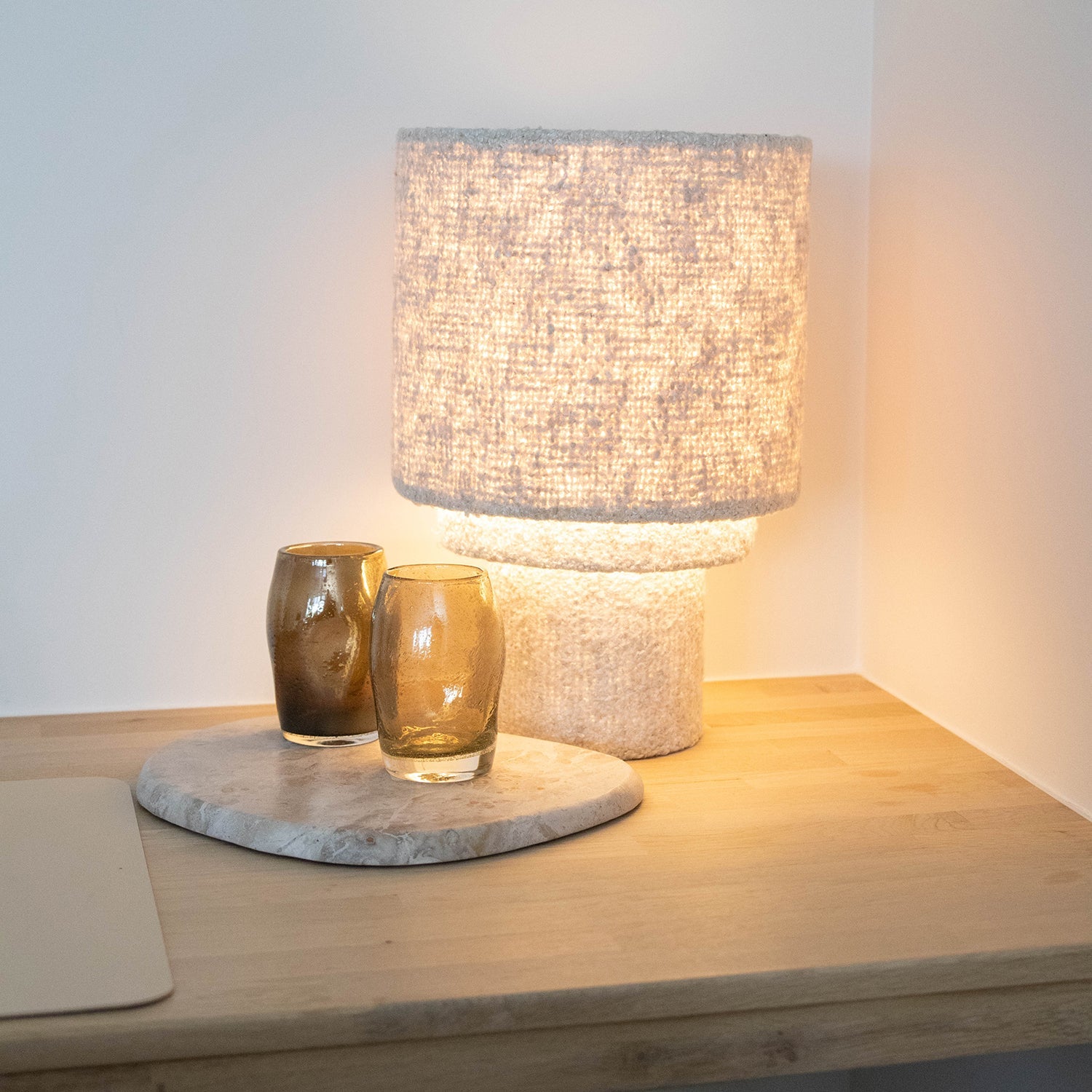 Atmooz Harrison Tafellamp - Bouclé Ø25x41 cm - Woonkamer & Slaapkamer