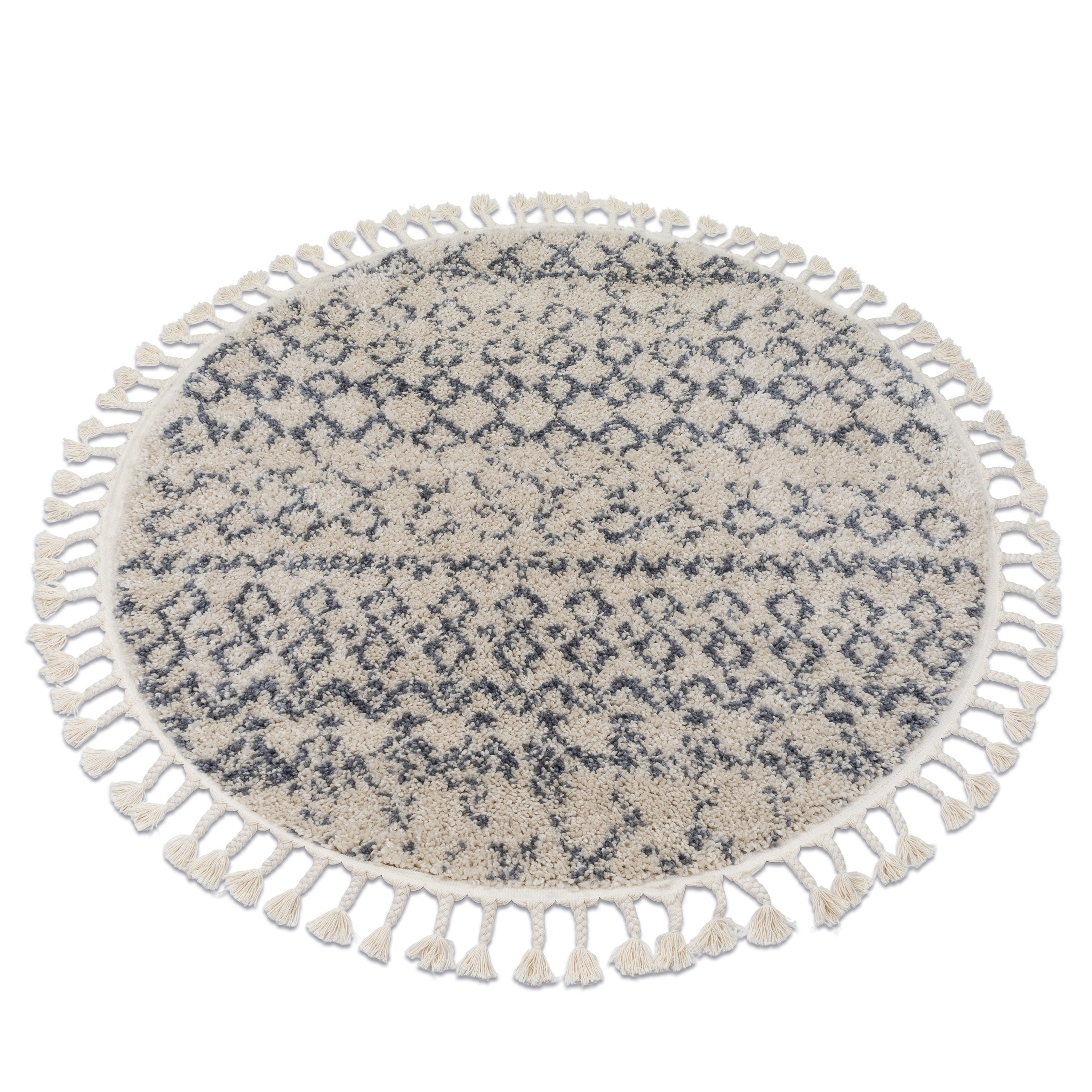 Dywan BERBER AGADIR G0522 krem / szary Frędzle berberyjski koło 120 cm