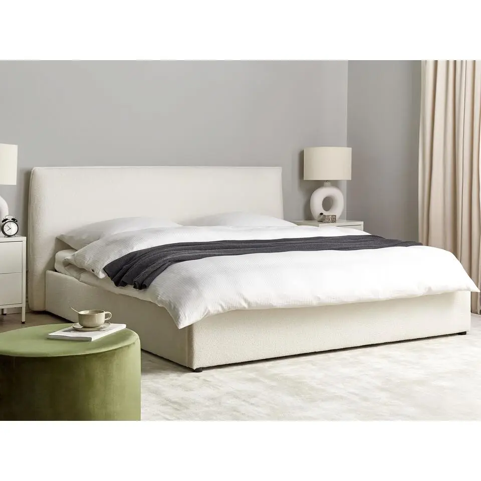 LAVAUR - Bed met opbergruimte - Off-white - 180 x 200 cm - Boucl&eacute;
