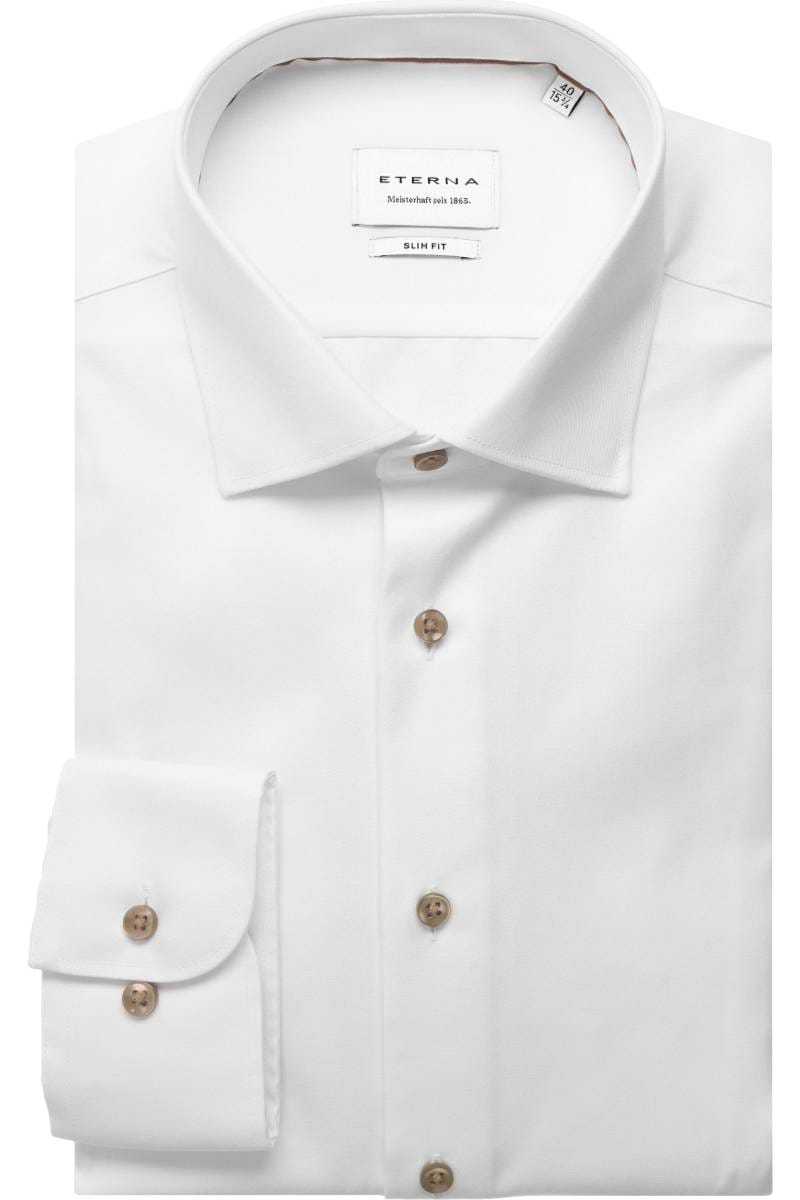ETERNA Slim Fit Hemd weiss, Einfarbig