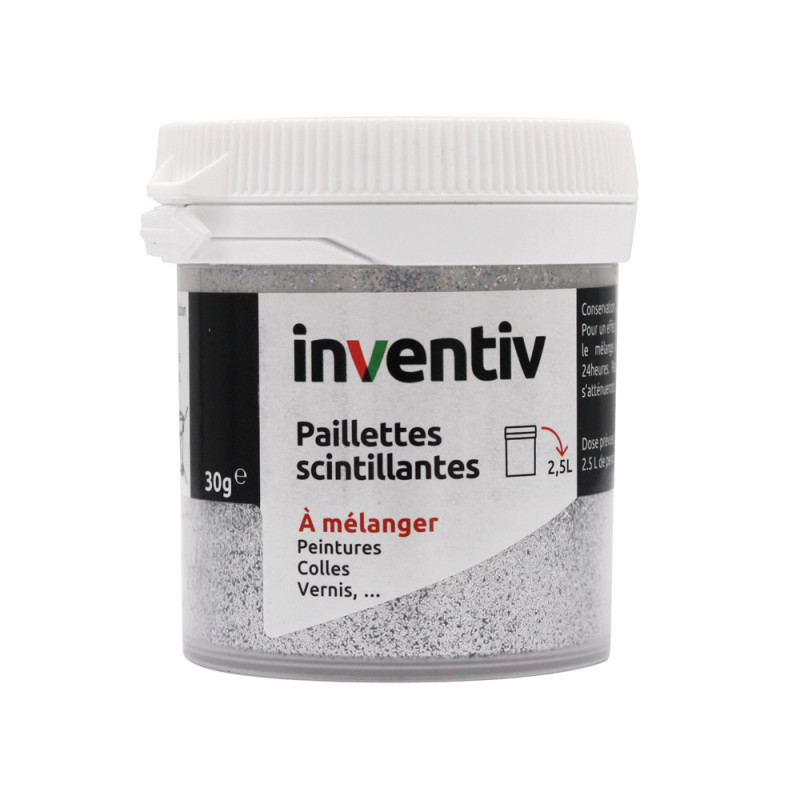 Paillettes scintillantes argent 30 g INVENTIV