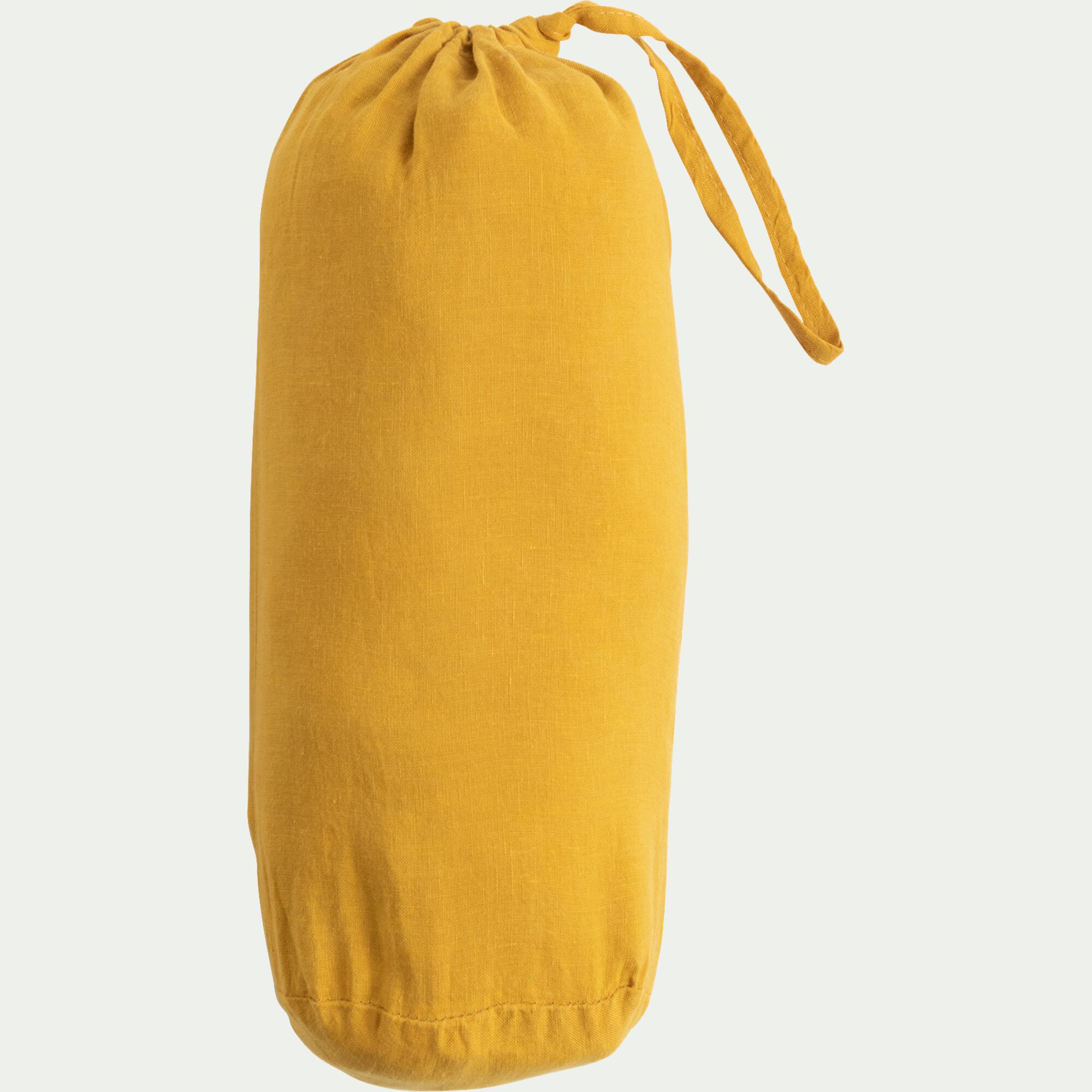 VENCE - Drap housse en lin lavé 140x200cm B28cm - jaune argan
