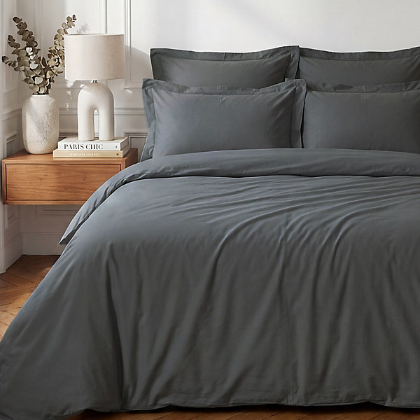 Housse de couette en percale coton Anthracite 200x200 cm SOFT PERCALE