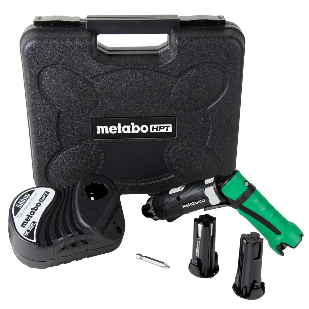 Metabo HPT 3.6V 1/4-in Hex Drive Screwdriver, 1.5 Ah Li-Ion, 44-in/lbs Torque, 2 Batteries