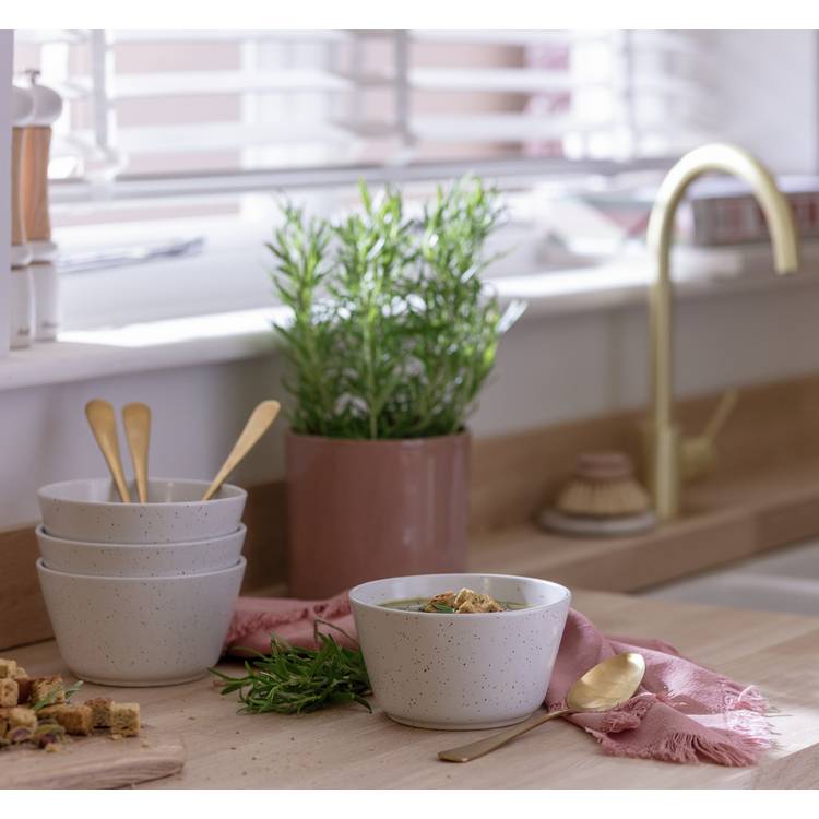 Habitat Addison Set of 4 Stoneware Cereal Bowl - White