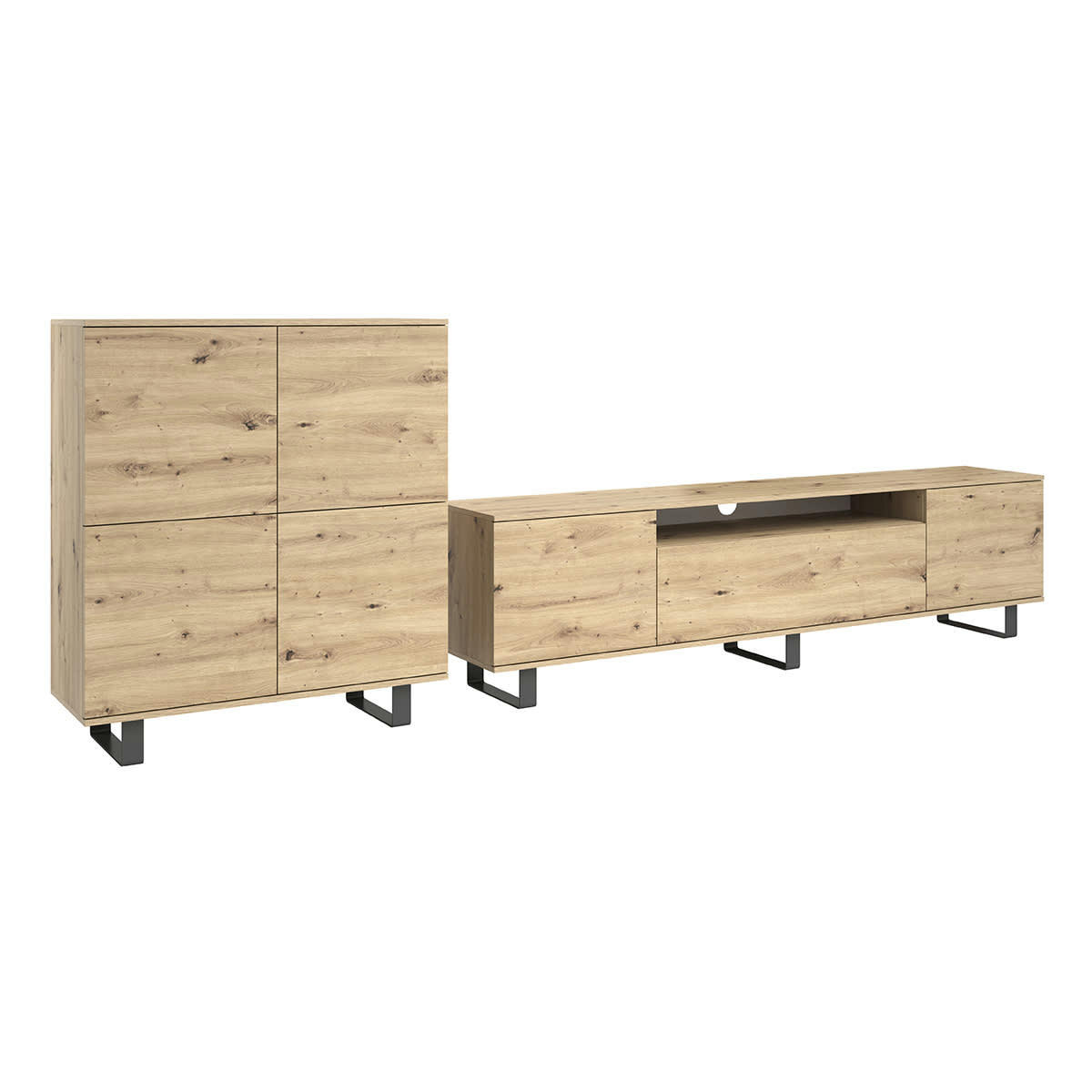 - Ensemble salon 2 pièces stratifiés, métal naturel