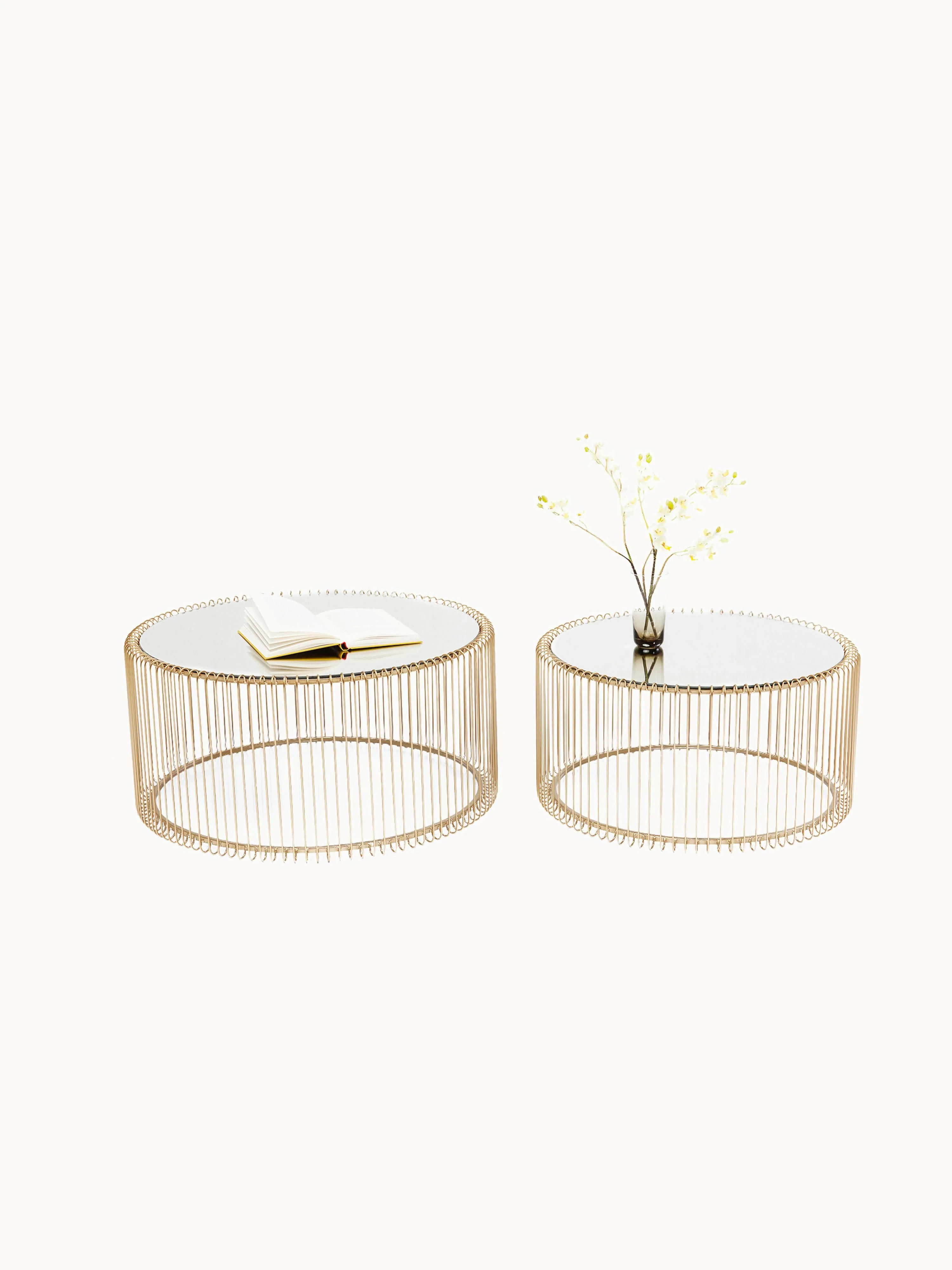 Couchtische Wire mit Glasplatten, 2er-Set