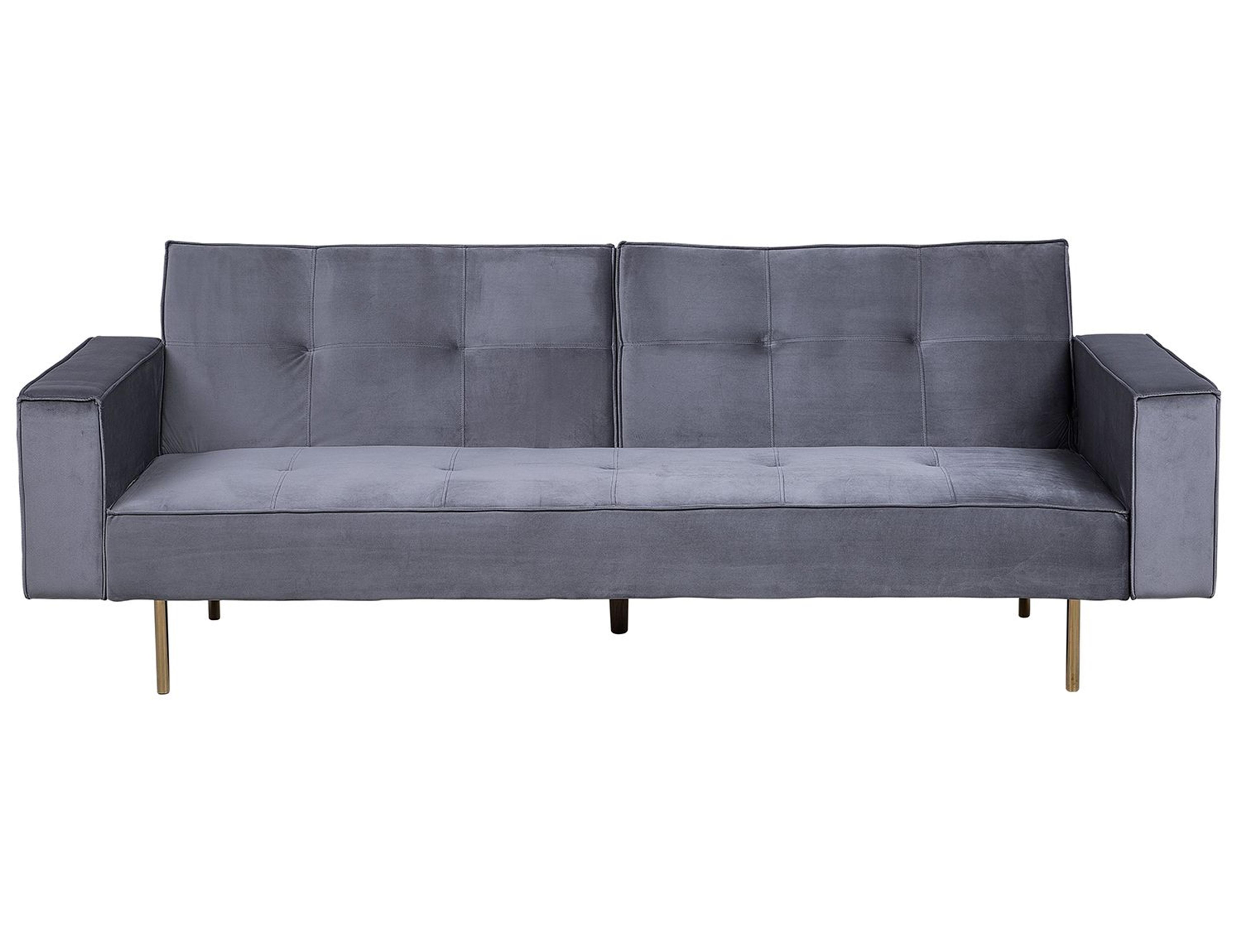 Sofa Bed 3 Seater VISNES Velvet Grey