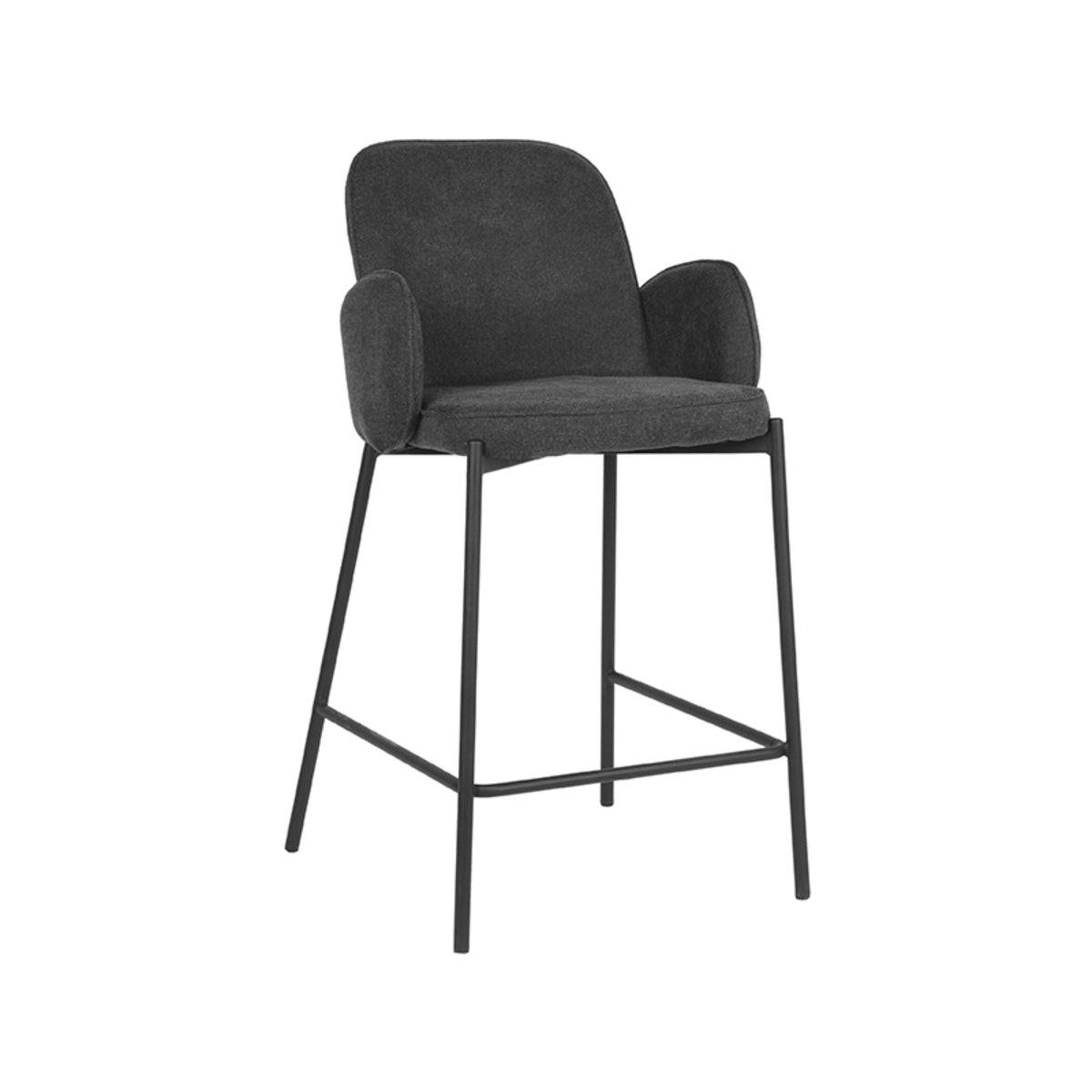 LABEL51 Barkruk Jari - Antraciet Stof - Zithoogte 65cm - Set van 2
