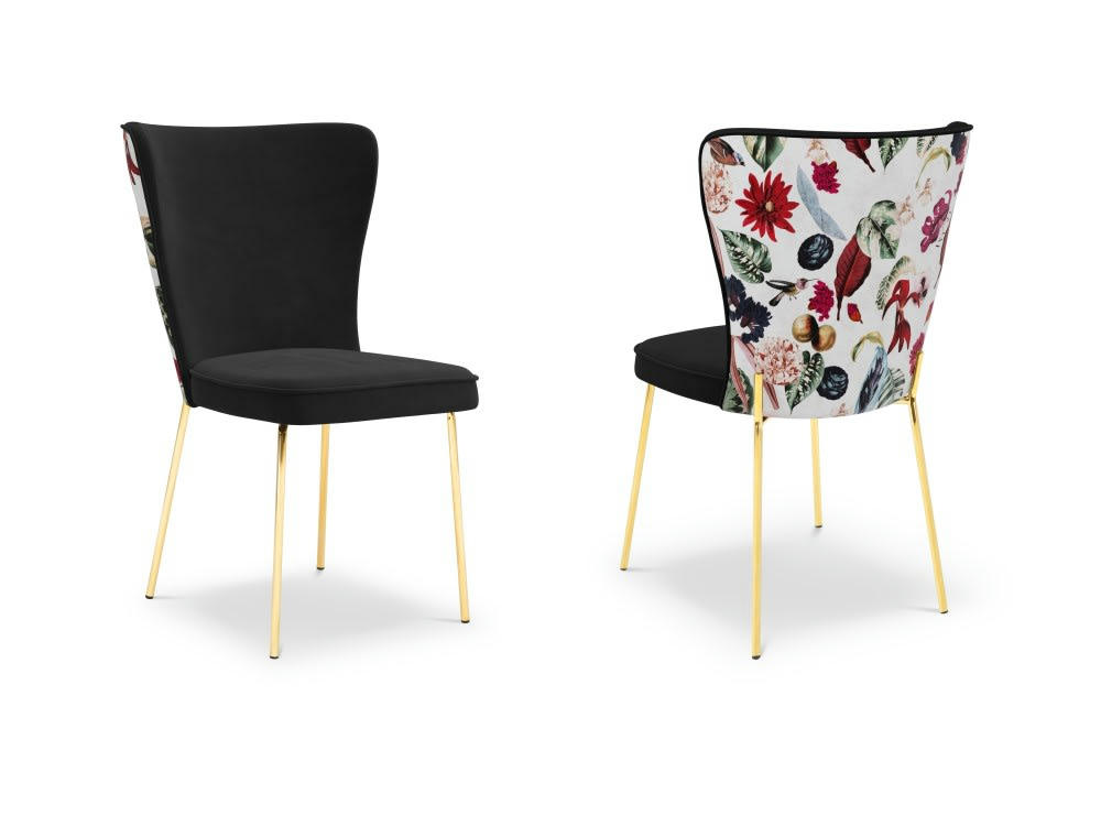 SILENE - Ensemble de 2 chaises 1 place en velours noir