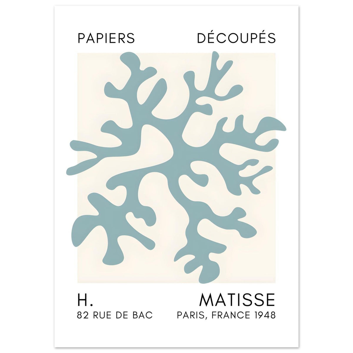 Artfulprints Poster Matisse – Dreamy coral flower turquoise  - 50x70 cm - Turquoise