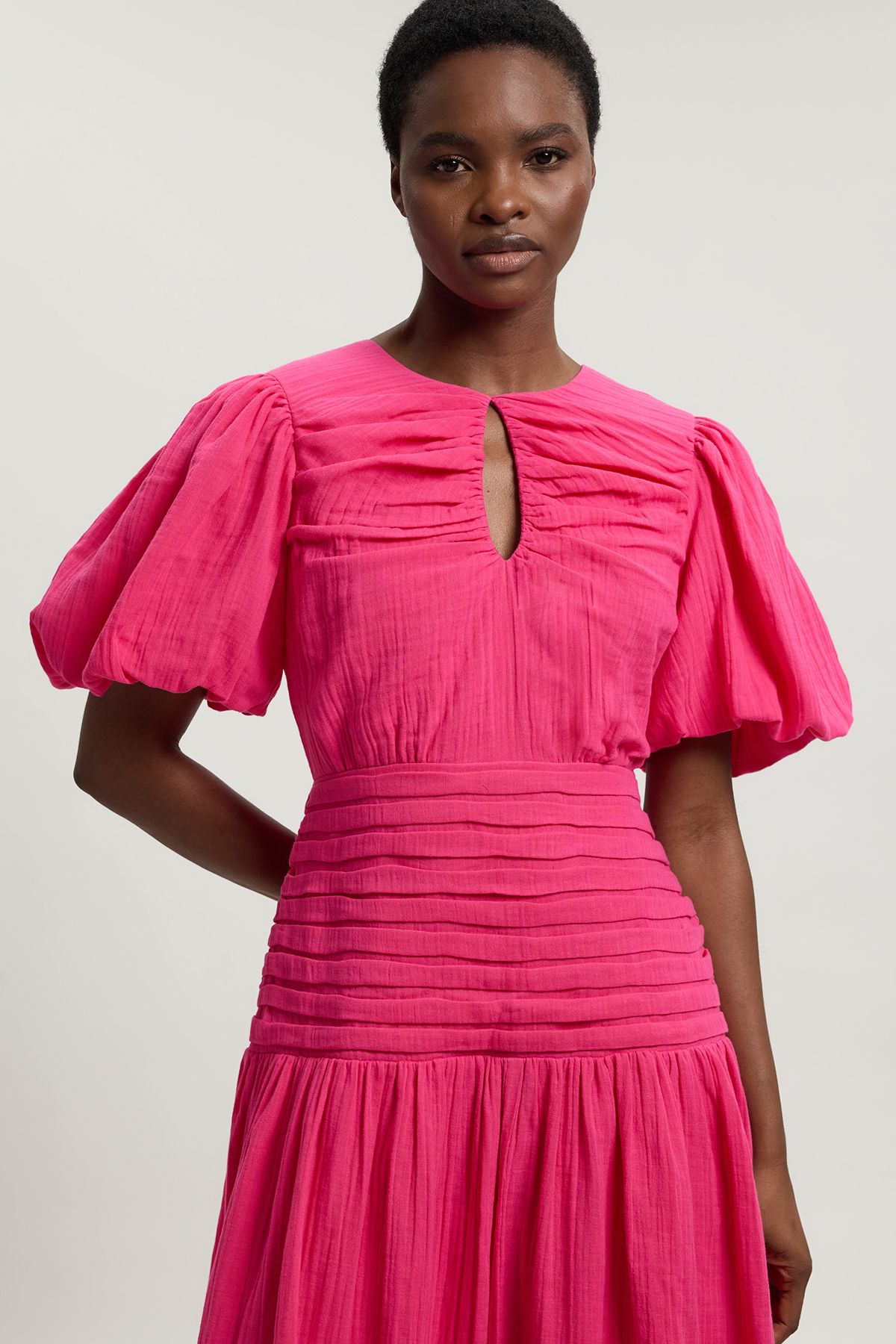 KarenMillen Double Cloth Balloon Sleeve Midi Dress