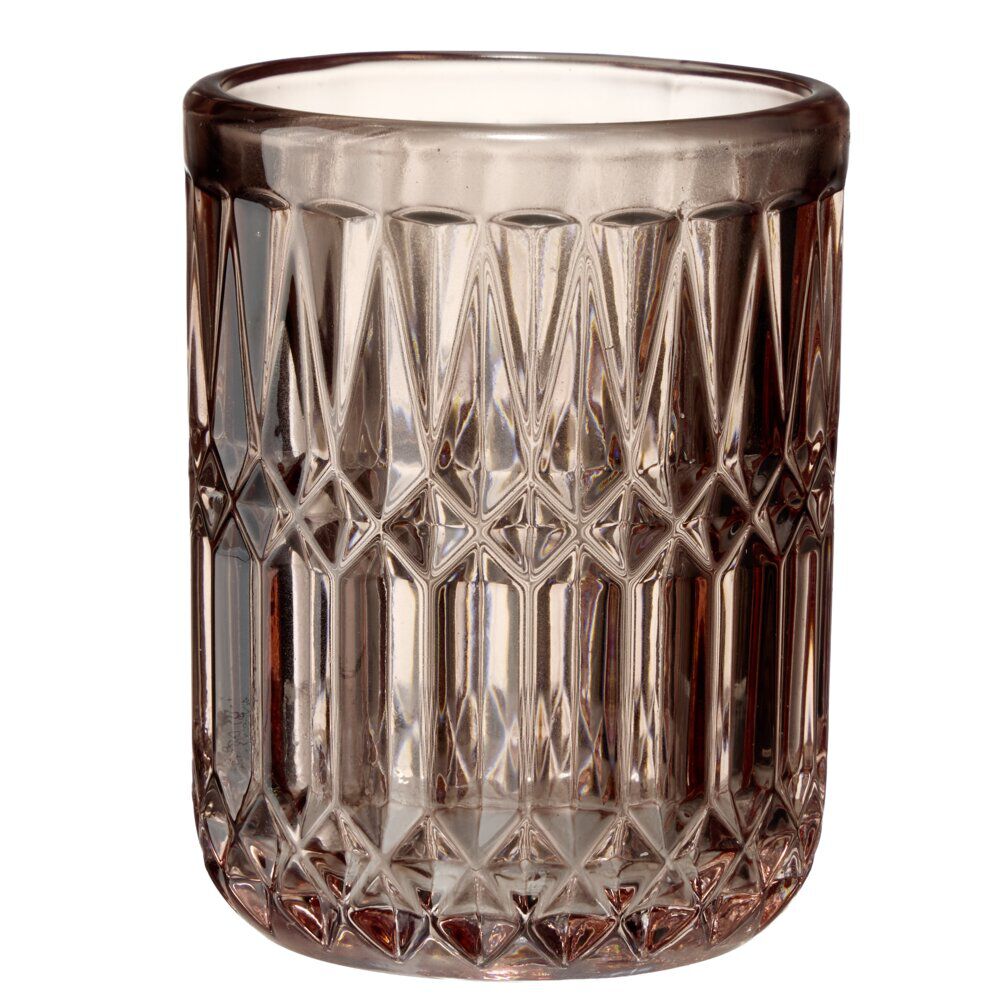 Gobelet salle de bain en verre ciselé Ø8xH9,5cm (2 modèles vert ou rose)