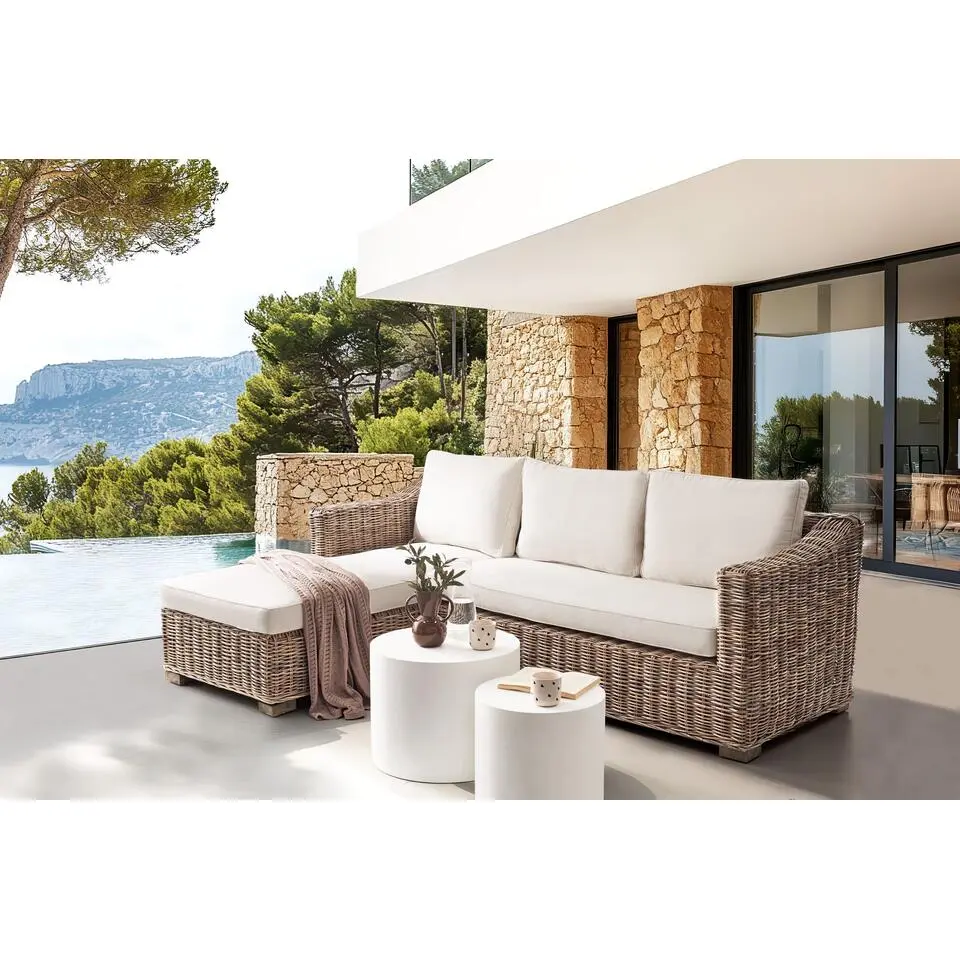 VALLETRI - Loungebank 3-zits - Grijs - Rotan