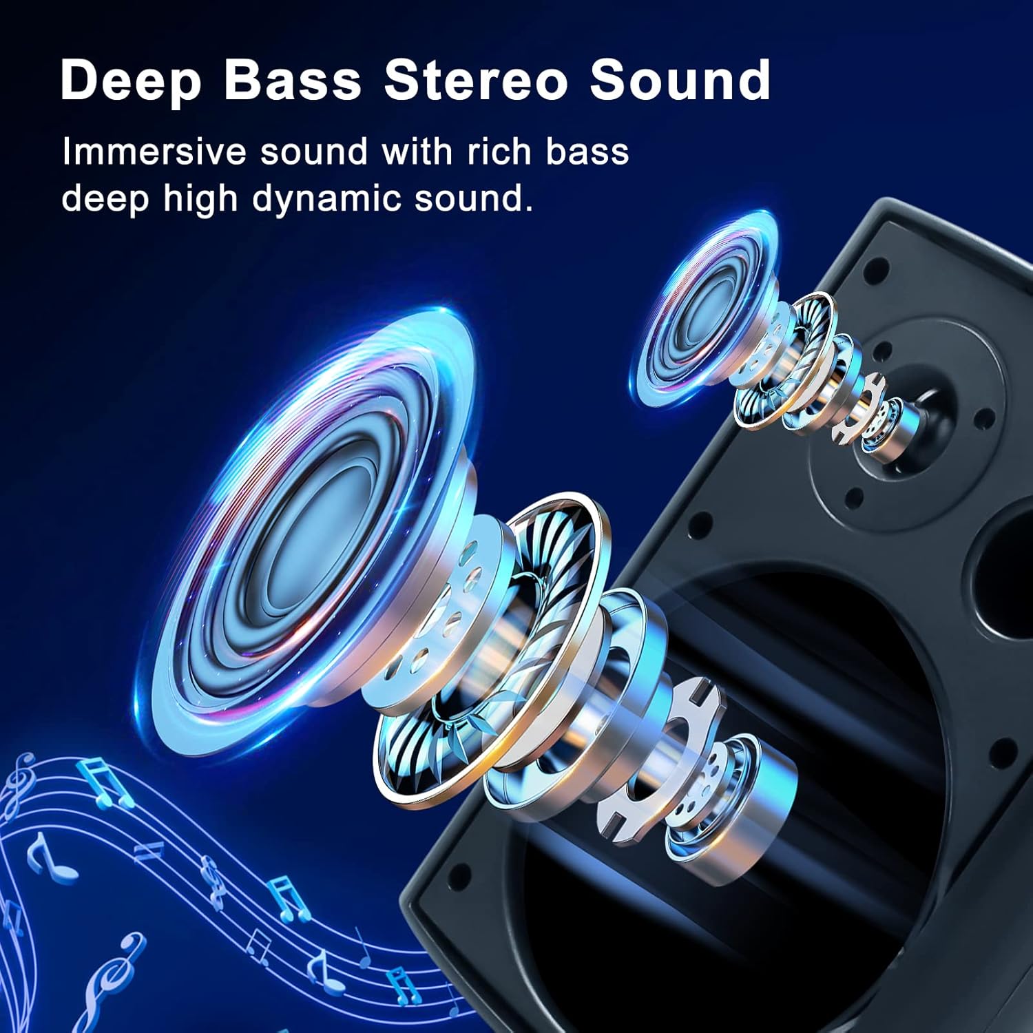 Herdio 6.5 inch 800W Outdoor Bluetooth Speakers Waterproof Wall Mounted Sound System with Multifunctional Amplifier, Powerful Bass & Stereo Sound, Easy to Install, for Patio Deck Porch (2 Pairs Black)