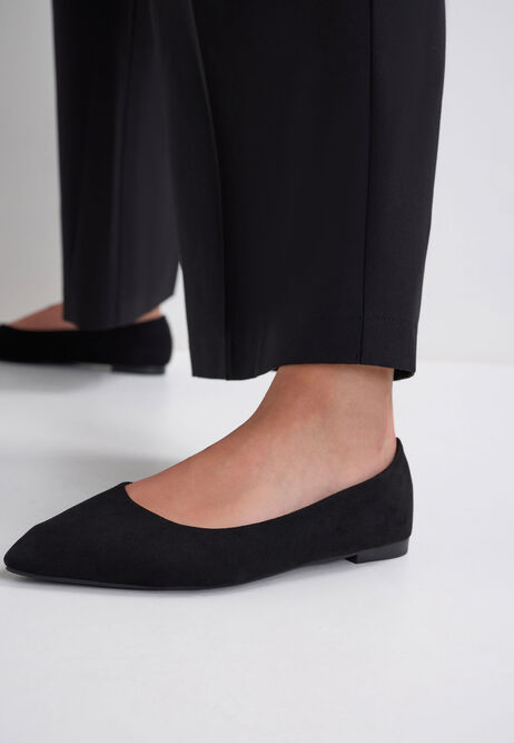 Womens Black Pointed Ballet Pump Shoes