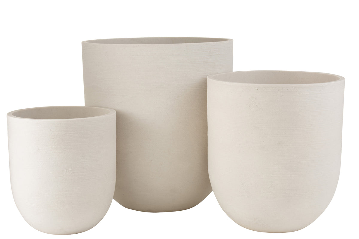 J-Line bloempot Rond Hoog - keramiek - wit - 3 stuks - Ø 58.5 cm
