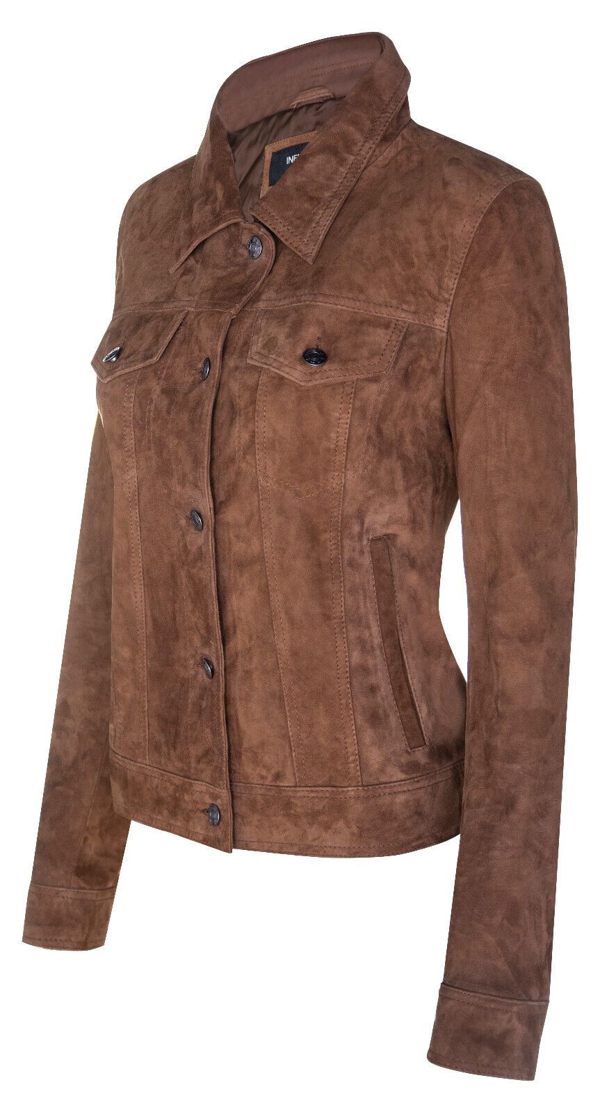Infinity Leather Goat Suede Trucker Jeans Jacket-Astoria