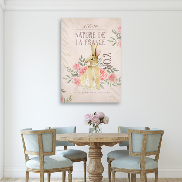 Feeby Obraz na płótnie, Zając Wielkanocny Shabby Chic 40x60