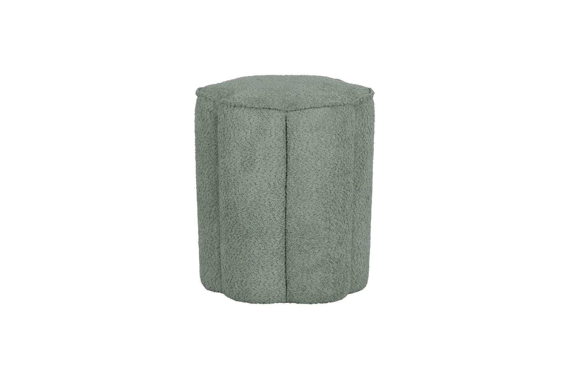 OLLIE - Pouf bouclé en polyester vert