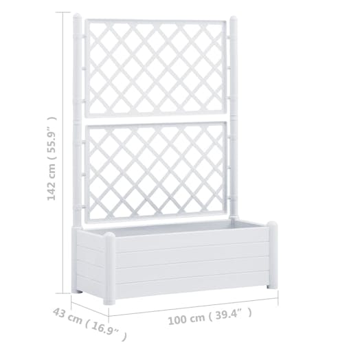 NNEVL Garden Planter with Trellis 100x43x142 cm PP White
