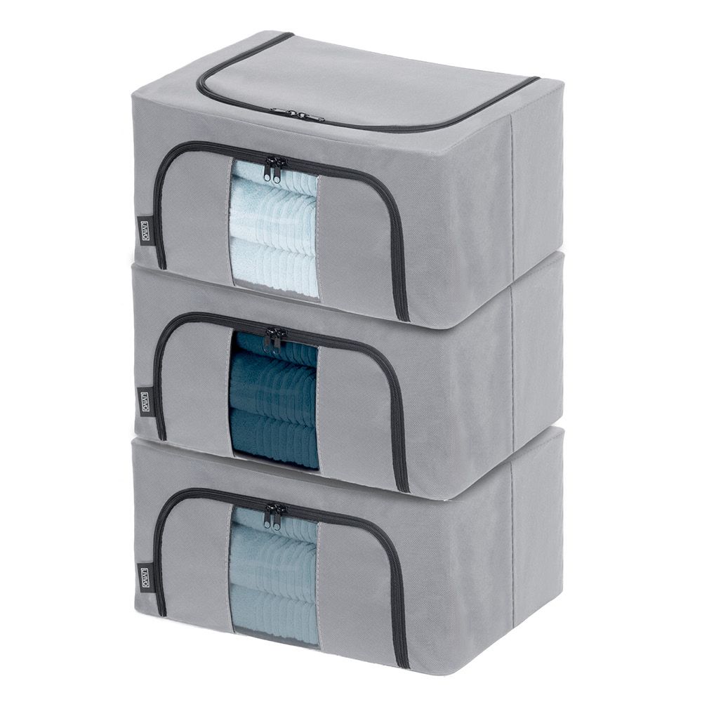 LIVIVO Foldable Fabric Storage Boxes Set of 3 with Windows