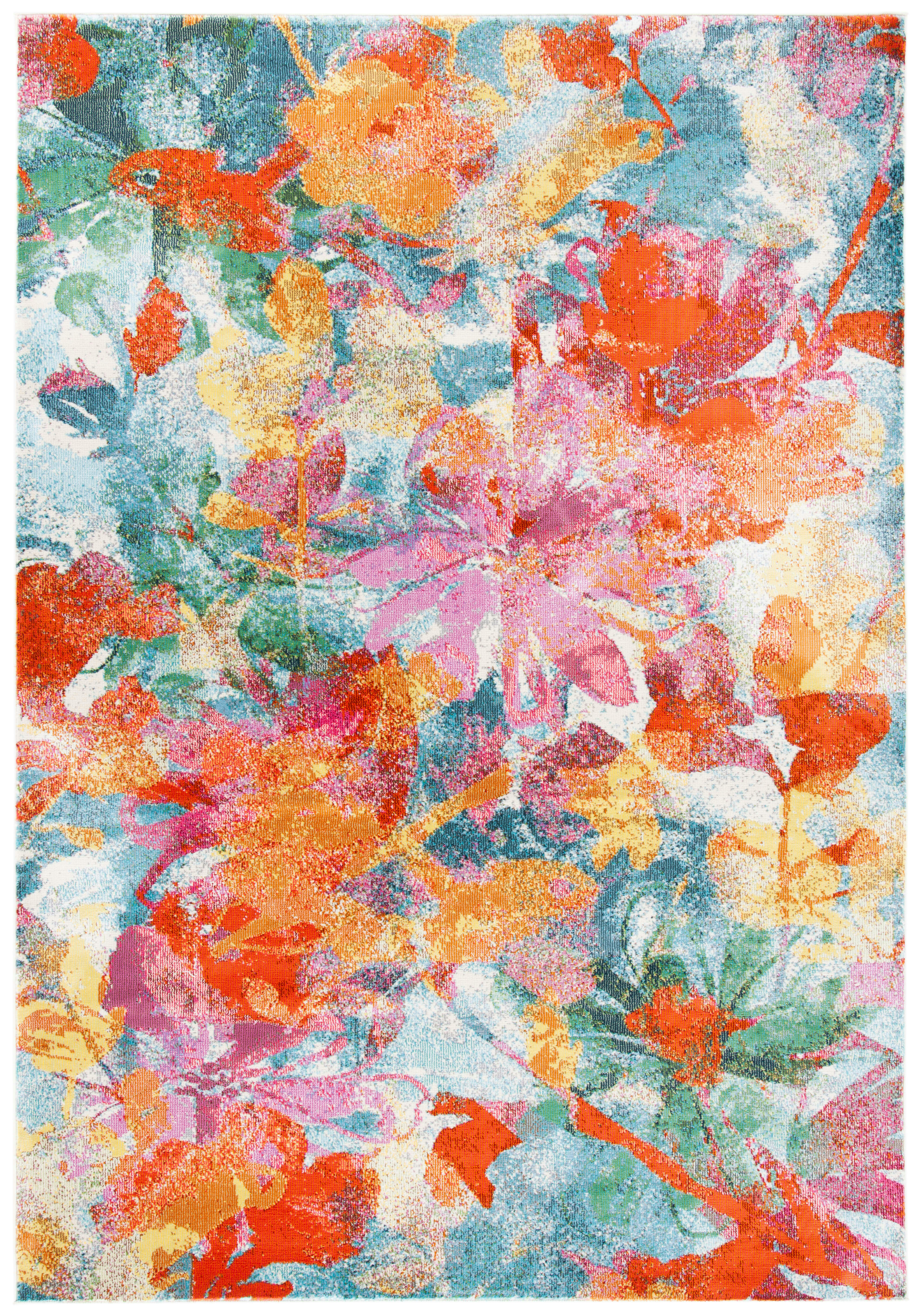 LILLIAN - Tapis de salon interieur en bleu & orange, 160 x 231 cm