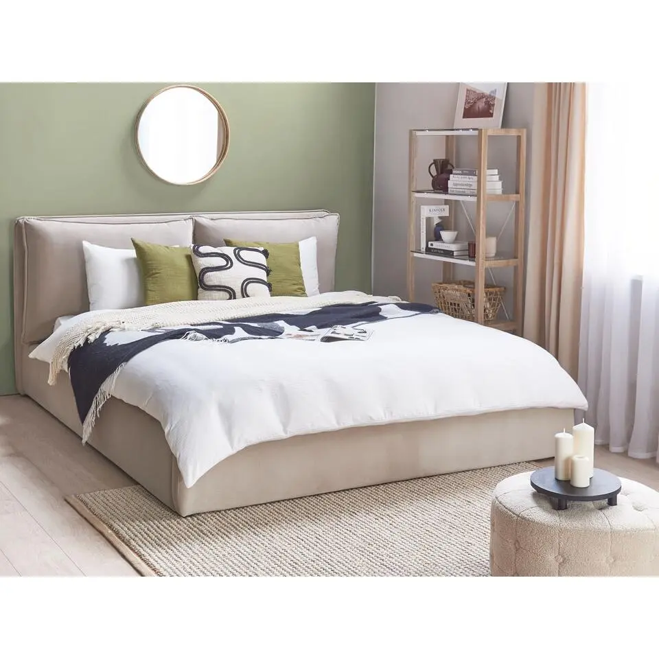 BAJONNA - Bed met opbergruimte - Beige - 180 x 200 cm - Fluweel