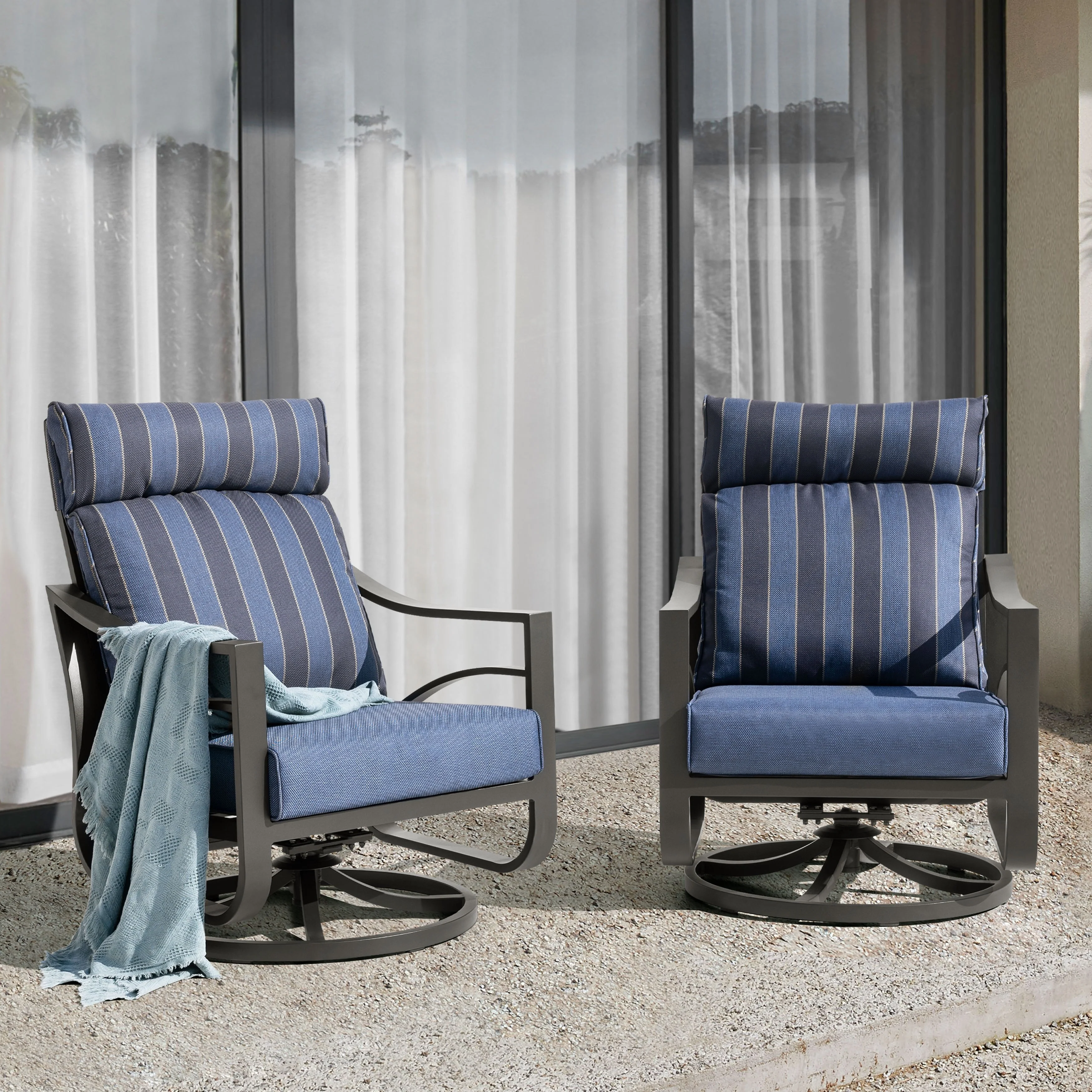 2-Piece Swivel Rocking Sofa Chairs with 5.25 Inch Thick Zippered Cushions