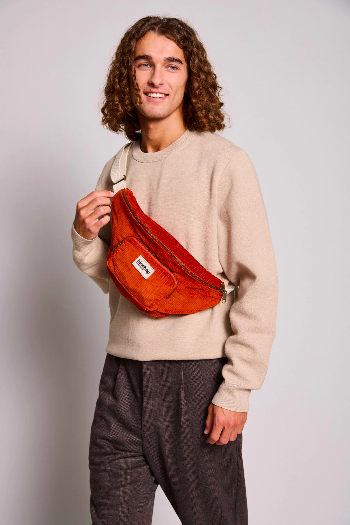 Sac banane XL Sofia Velours Brique
