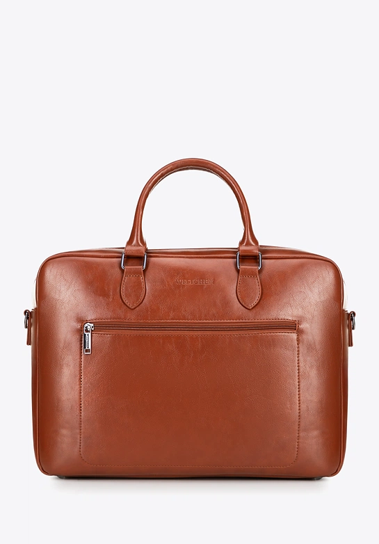 Męska torba na laptopa 16” z imitacji skóry brązowa