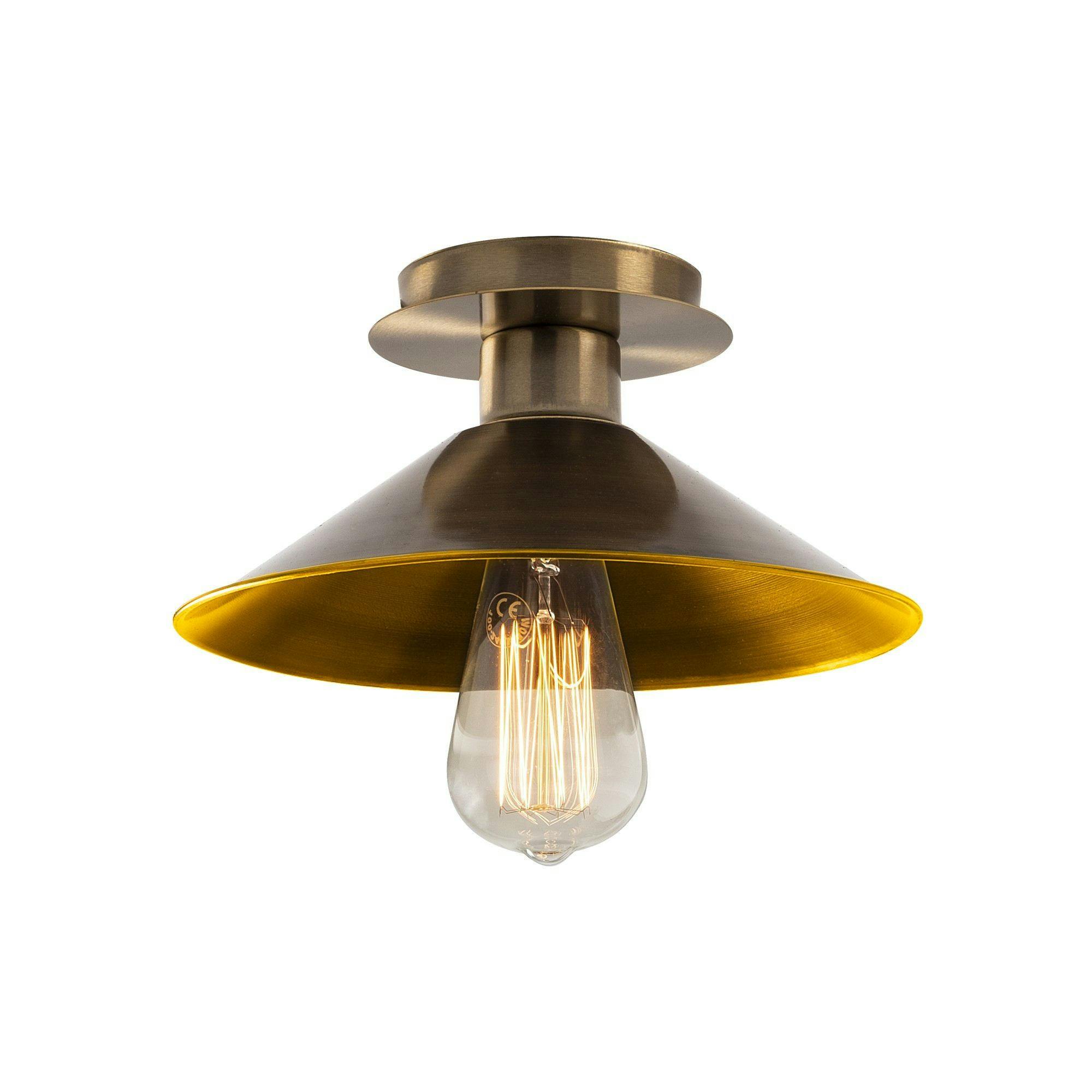 Plafonnier vintage métal brossé - intérieur or URLA