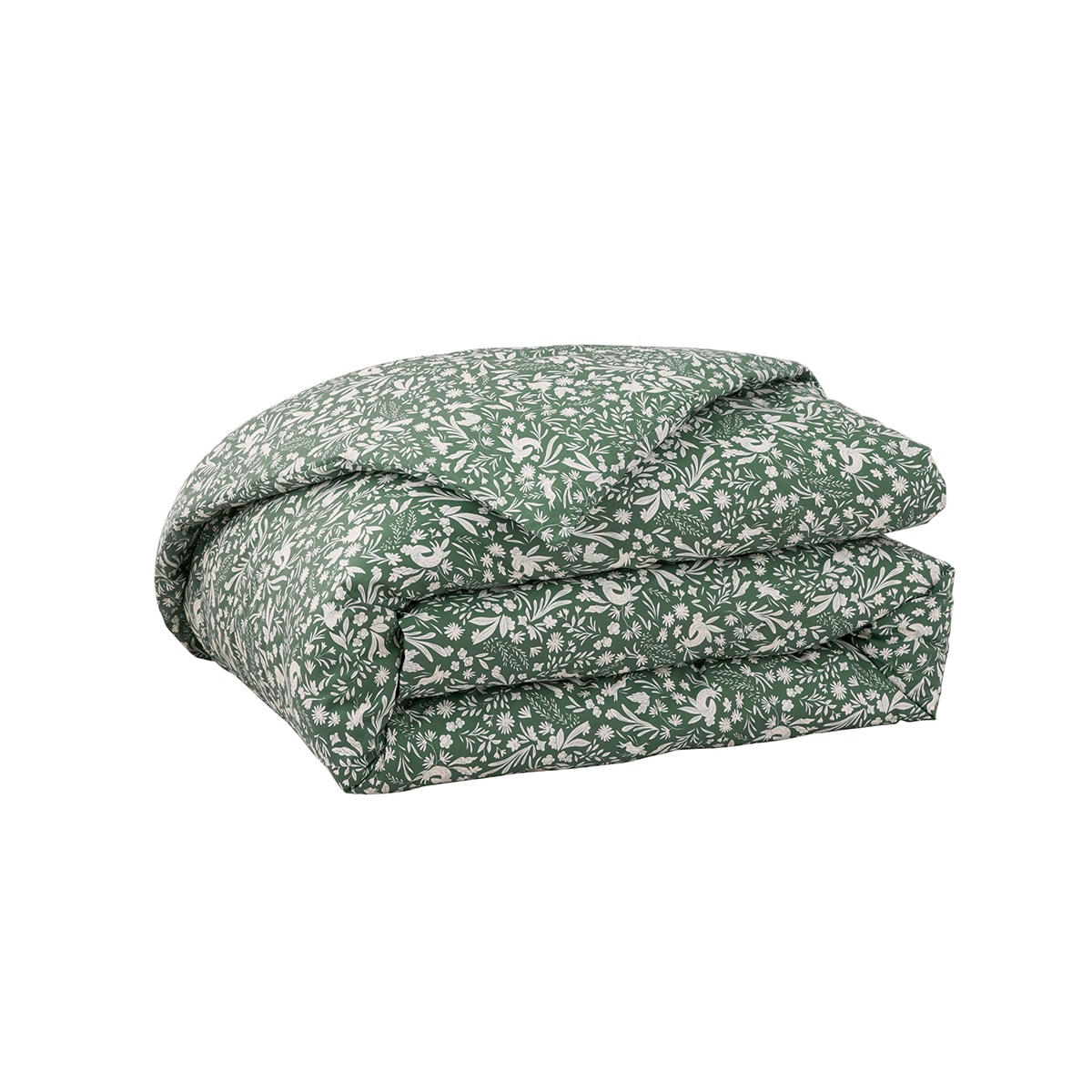 SOUS BOIS - Housse de couette en percale de coton vert 140x200