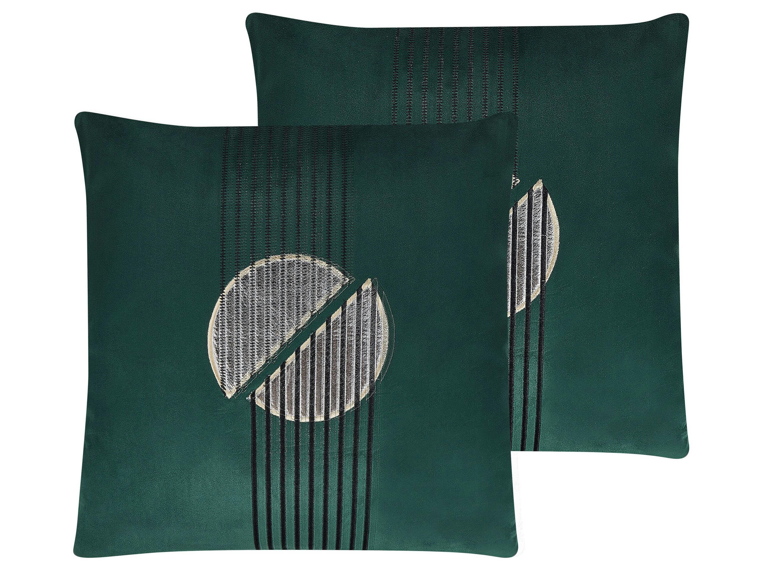 CEROPEGIA - Lot de 2 coussin décoratifs en tissu vert 45x12cm