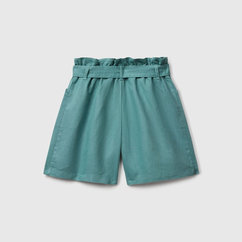 Paperbag bermudas in linen blend