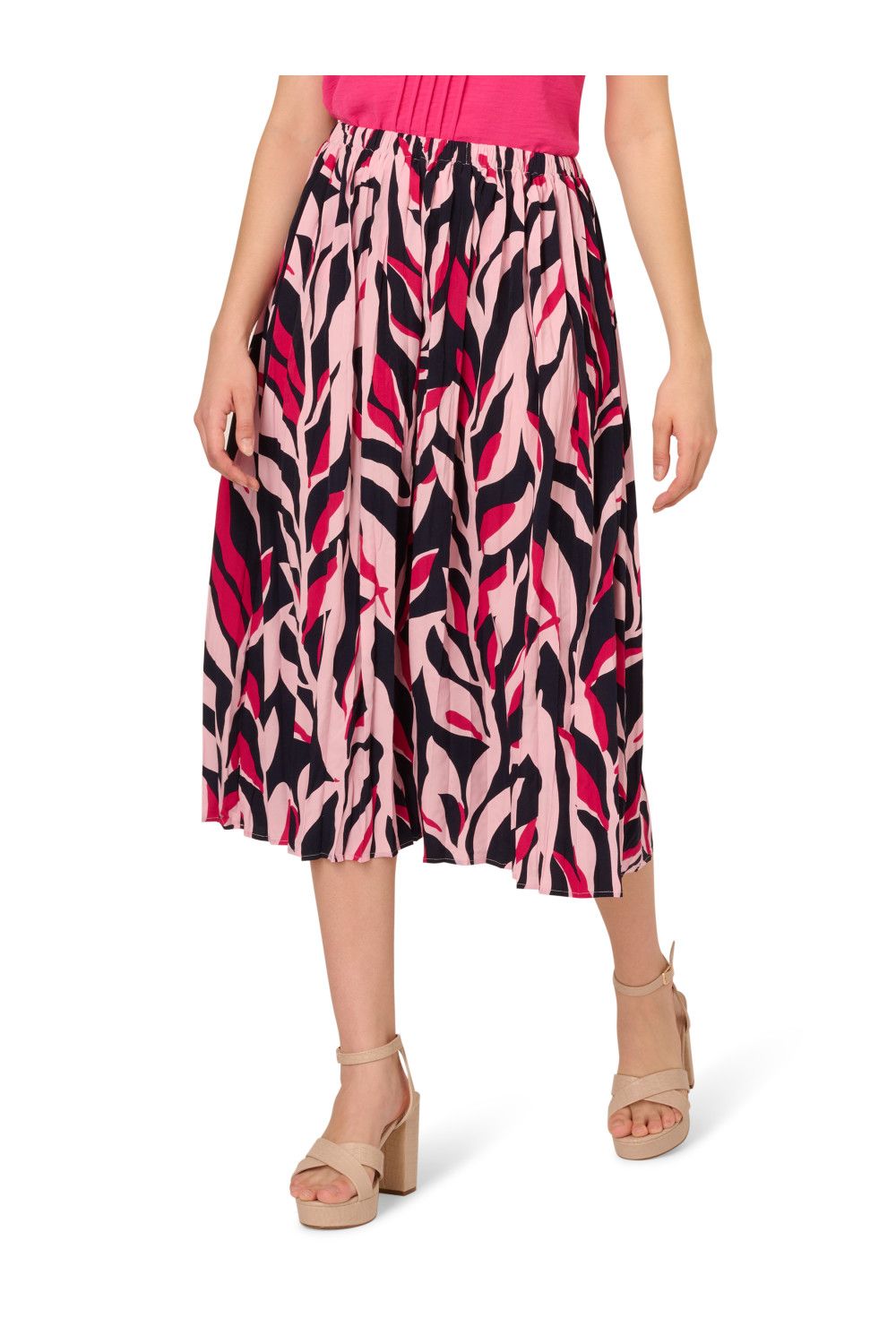 Adrianna Papell Printed Pull On A-Line Pleated Skirt