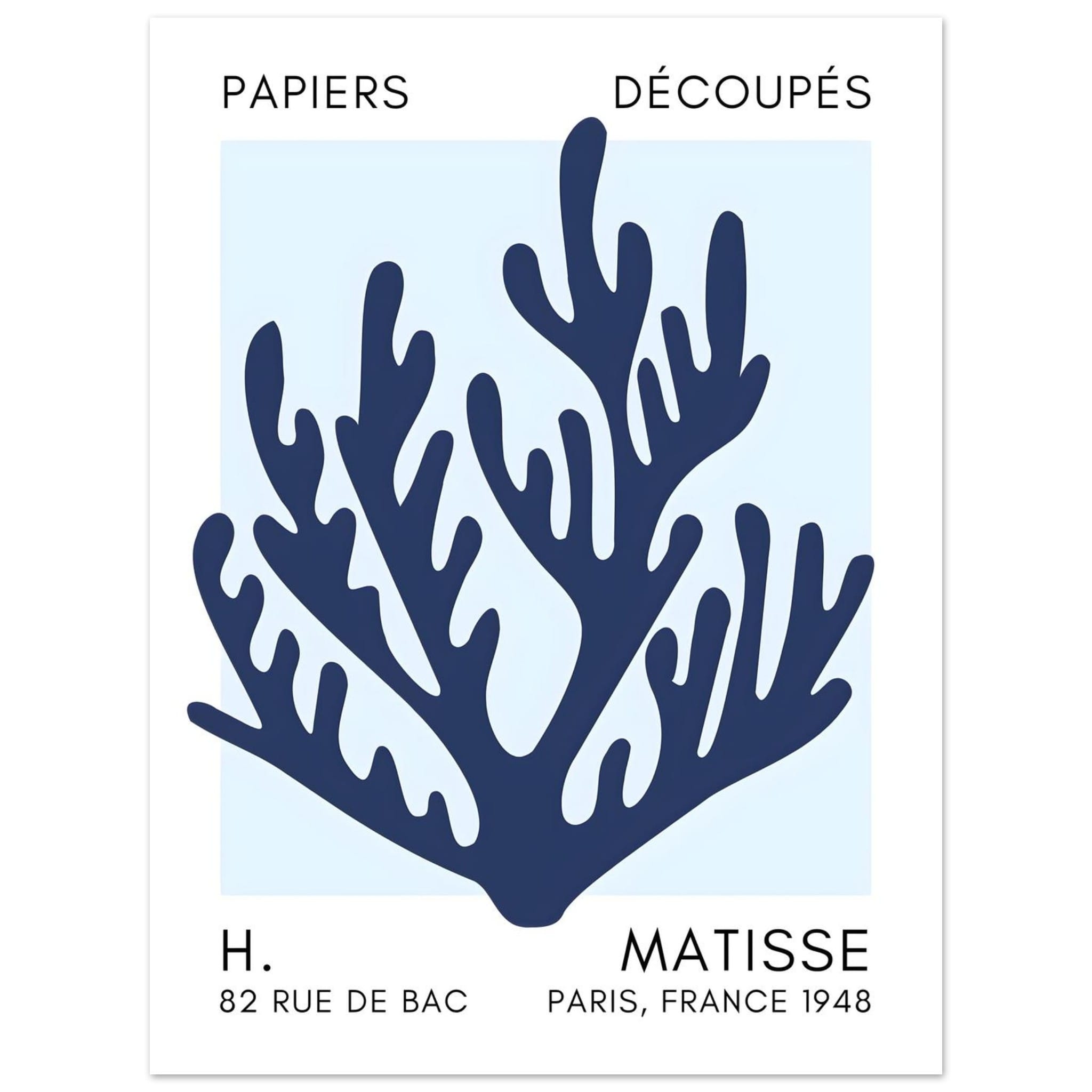 Artfulprints Poster Matisse – Coral harmony navy blue I  - 30x40 cm - Blauw
